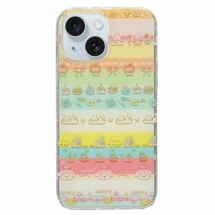 For iPhone 15 Double Sided IMD Full Coverage TPU Phone Case(Cake House Cat)