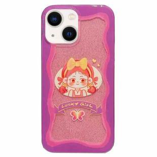 For iPhone 14 Double Sided IMD Full Coverage TPU Phone Case(Bow Headscarf Girl)