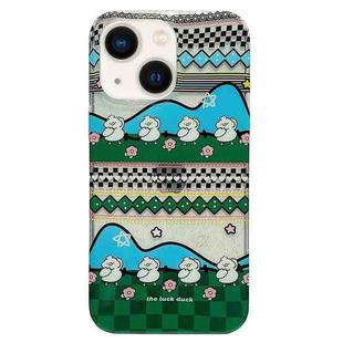 For iPhone 14 Double Sided IMD Full Coverage TPU Phone Case(Two Rows of Ducks)