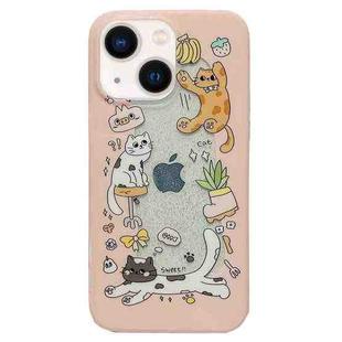 For iPhone 14 Double Sided IMD Full Coverage TPU Phone Case(Cat Banana Strawberry)