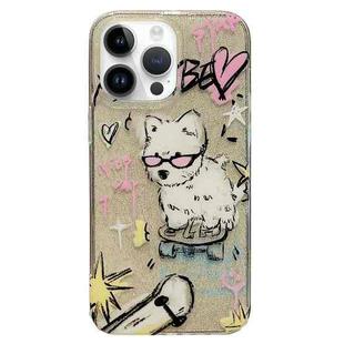 For iPhone 14 Pro Double Sided IMD Full Coverage TPU Phone Case(Red Glasses Puppy Love)