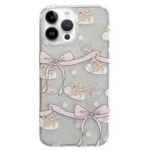 For iPhone 14 Pro Double Sided IMD Full Coverage TPU Phone Case(Bow Cake Cloud Puppy)