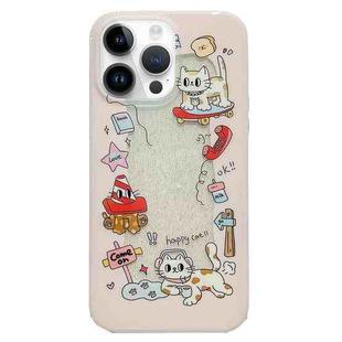 For iPhone 14 Pro Max Double Sided IMD Full Coverage TPU Phone Case(Skateboard Cat Pentagram)