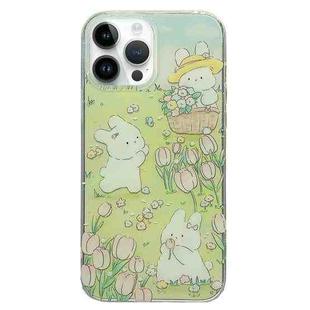 For iPhone 14 Pro Max Double Sided IMD Full Coverage TPU Phone Case(Rabbit Tulip)