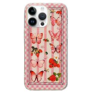 For iPhone 14 Pro Max Double Sided IMD Full Coverage TPU Phone Case(Pink Butterfly Fruit)