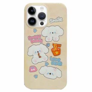 For iPhone 14 Pro Max Double Sided IMD Full Coverage TPU Phone Case(White Puppy Noodles)