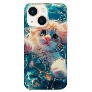 For iPhone 13 Double Sided IMD Full Coverage TPU Phone Case(Cute Orange Cat)