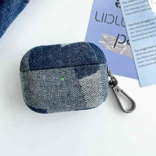 For AirPods Pro Stitching Denim Cloth Bluetooth Earphone Protective Case(Dark Color Irregular)