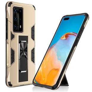 For Huawei P40 Pro+ Soldier Armor Shockproof TPU + PC Magnetic Protective Case with Holder(Gold)