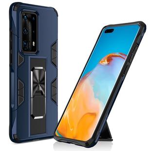For Huawei P40 Pro+ Soldier Armor Shockproof TPU + PC Magnetic Protective Case with Holder(Blue)