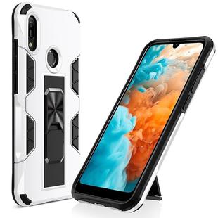 For Huawei Y6 (2019) Soldier Armor Shockproof TPU + PC Magnetic Protective Case with Holder(White)