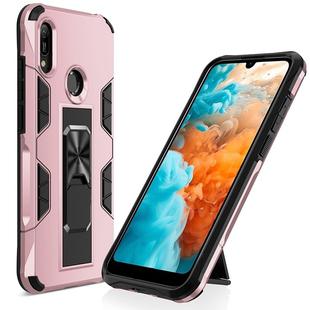 For Huawei Y6 (2019) Soldier Armor Shockproof TPU + PC Magnetic Protective Case with Holder(Rose Gold)