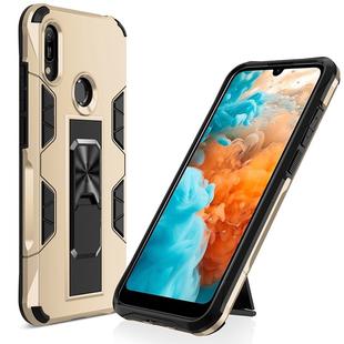 For Huawei Y6 (2019) Soldier Armor Shockproof TPU + PC Magnetic Protective Case with Holder(Gold)