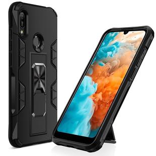 For Huawei Y6 (2019) Soldier Armor Shockproof TPU + PC Magnetic Protective Case with Holder(Black)