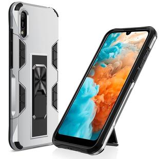 For Huawei Y6 Pro (2019) Soldier Armor Shockproof TPU + PC Magnetic Protective Case with Holder(Silver)