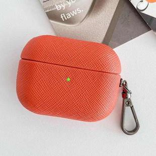 For AirPods Pro 2 Cross Texture PU Leather Bluetooth Earphone Protective Case(Red)
