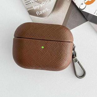 For AirPods Pro Cross Texture PU Leather Bluetooth Earphone Protective Case(Brown)