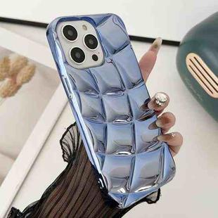 For iPhone 15 Pro Curved Plaid Plated Metallic Paint TPU Phone Case(Blue)