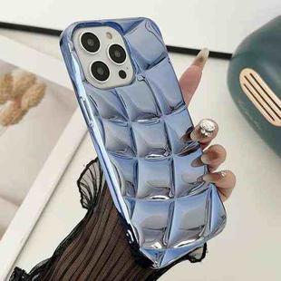 For iPhone 14 Pro Curved Plaid Plated Metallic Paint TPU Phone Case(Blue)