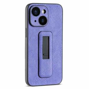 For iPhone 15 Plus PU Leather Push-pull Bracket Shockproof Phone Case(Purple)