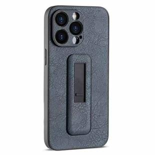 For iPhone 14 Pro PU Leather Push-pull Bracket Shockproof Phone Case(Black)