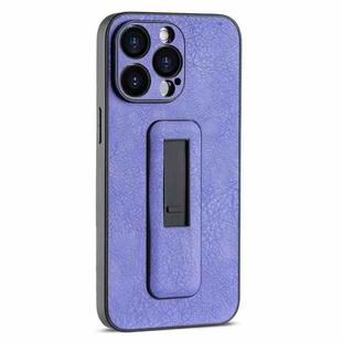 For iPhone 14 Pro PU Leather Push-pull Bracket Shockproof Phone Case(Purple)