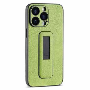 For iPhone 14 Pro Max PU Leather Push-pull Bracket Shockproof Phone Case(Green)