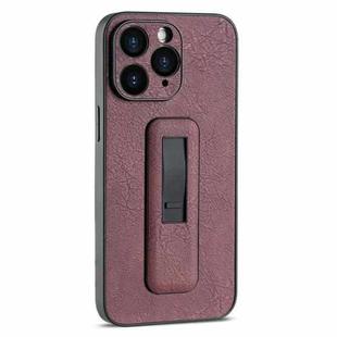 For iPhone 11 Pro PU Leather Push-pull Bracket Shockproof Phone Case(Wine Red)