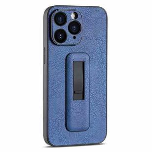 For iPhone 11 Pro PU Leather Push-pull Bracket Shockproof Phone Case(Blue)