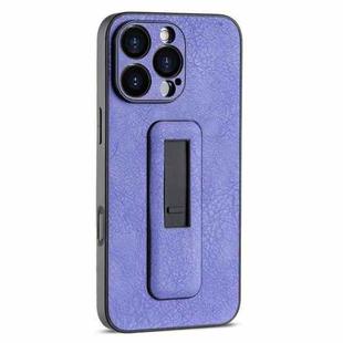 For iPhone 16 Pro PU Leather Push-pull Bracket Shockproof Phone Case(Purple)
