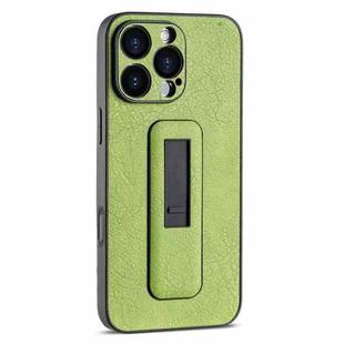 For iPhone 16 Pro PU Leather Push-pull Bracket Shockproof Phone Case(Green)
