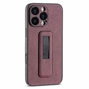 For iPhone 16 Pro PU Leather Push-pull Bracket Shockproof Phone Case(Wine Red)