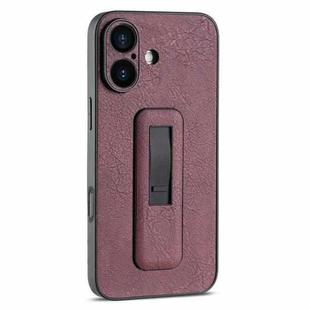 For iPhone 16 Plus PU Leather Push-pull Bracket Shockproof Phone Case(Wine Red)