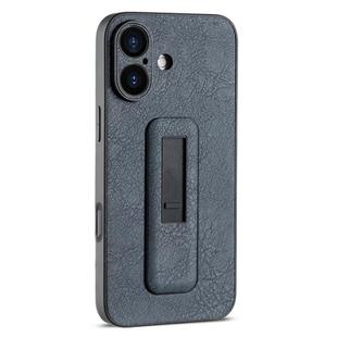 For iPhone 16 PU Leather Push-pull Bracket Shockproof Phone Case(Black)