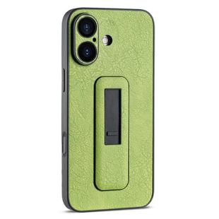 For iPhone 16 PU Leather Push-pull Bracket Shockproof Phone Case(Green)