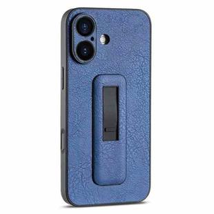 For iPhone 16 PU Leather Push-pull Bracket Shockproof Phone Case(Blue)