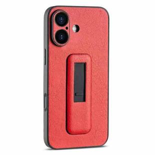 For iPhone 16 PU Leather Push-pull Bracket Shockproof Phone Case(Red)