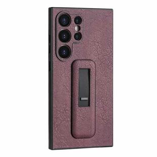 For Samsung Galaxy S24 Ultra 5G PU Leather Push-pull Bracket Shockproof Phone Case(Wine Red)