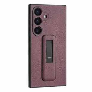 For Samsung Galaxy S24 5G PU Leather Push-pull Bracket Shockproof Phone Case(Wine Red)