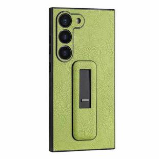 For Samsung Galaxy S22 Ultra 5G PU Leather Push-pull Bracket Shockproof Phone Case(Green)