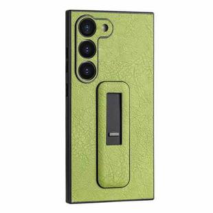 For Samsung Galaxy S21 Ultra 5G PU Leather Push-pull Bracket Shockproof Phone Case(Green)