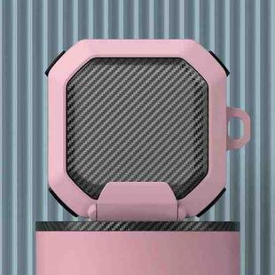 For Galaxy Buds Live / Pro /2 /2 Pro / FE Carbon Fiber TPU Hybrid PC Case with Hook(Pink)