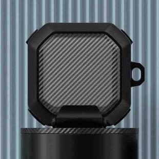 For Galaxy Buds Live / Pro /2 /2 Pro / FE Carbon Fiber TPU Hybrid PC Case with Hook(Black)