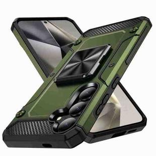 For Samsung Galaxy S24 5G Shockproof Metal Holder Phone Case(Olive Green)