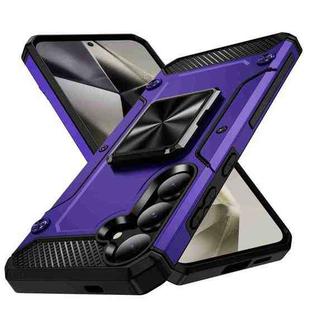 For Samsung Galaxy S24 5G Shockproof Metal Holder Phone Case(Purple)
