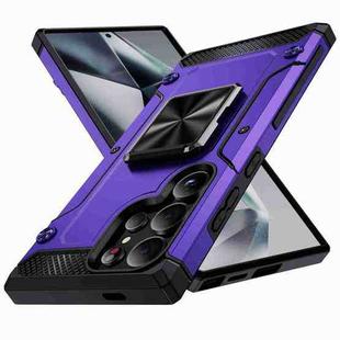 For Samsung Galaxy S24 Ultra 5G Shockproof Metal Holder Phone Case(Purple)