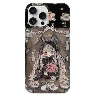 For iPhone 15 Pro Double Sided IMD Full Coverage TPU Phone Case(Rabbit Ears Rose Cake Girl)