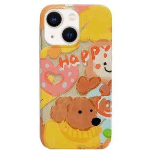 For iPhone 14 Double Sided IMD Full Coverage TPU Phone Case(Sweater Puppy Love)
