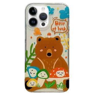 For iPhone 14 Pro Double Sided IMD Full Coverage TPU Phone Case(Brown Bear Smiley Face Crying Face)