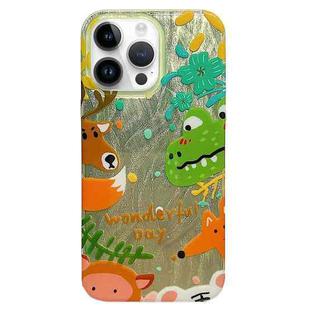 For iPhone 13 Pro Double Sided IMD Full Coverage TPU Phone Case(Green Dinosaur Fox Tail)